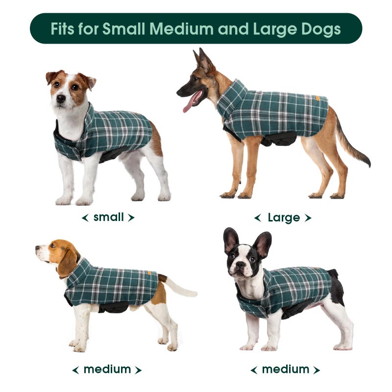 Kuoser Warm Dog Coat, Waterproof Dog Jacket for Extra Large Dogs, Adjustable Durable XXL Doggie Winter Coat Reversible Puppy Cold Weather Apparel from Small to Large Breed, Green XXL - Image 5